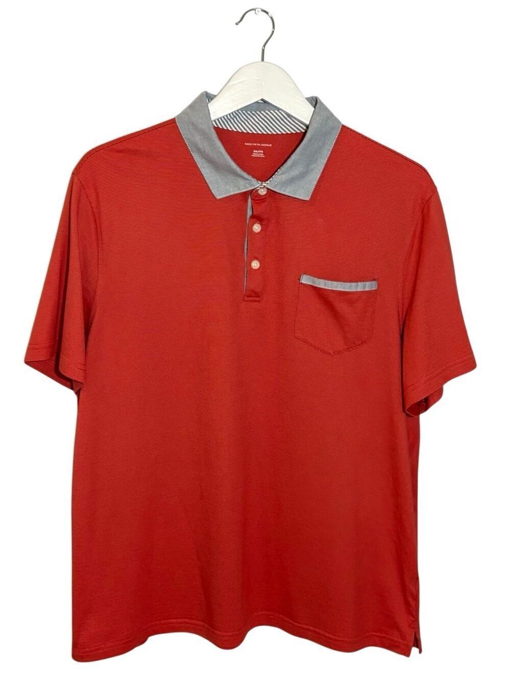 Saks Fifth Avenue red polo shirt with contrast collar and chest pocket - XXL